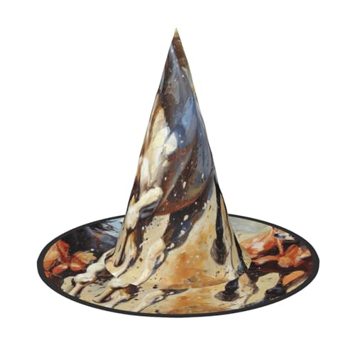 FBGHHTY Pferde laufen Kunstdruck Unisex Halloween Hexenhut faltbar für Karneval Maskeraden und Cosplay Events von FBGHHTY