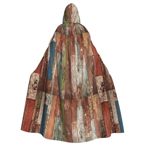 FBGHHTY Planks Umhang mit Kapuze, verwitterter alter Look, Halloween, volle Länge, Erwachsene, Unisex, Karneval, Umhang mit für Cosplay von FBGHHTY