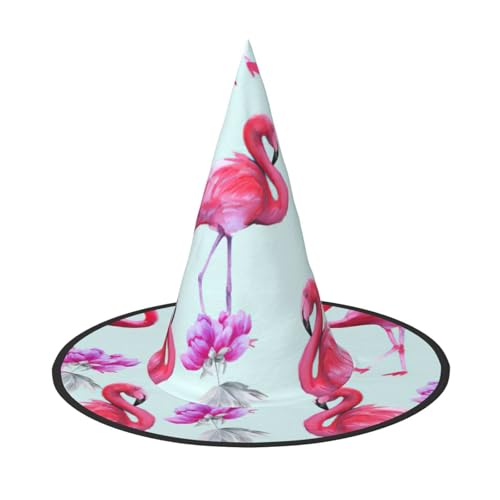 FBGHHTY Rosa Flamingos Druck Unisex Halloween Hexenhut faltbar für Karneval Maskeraden und Cosplay Events von FBGHHTY