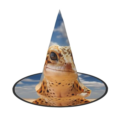 FBGHHTY Sand Leopard Gecko Print Unisex Halloween Hexenhut Faltbar für Karneval Maskeraden und Cosplay Events von FBGHHTY