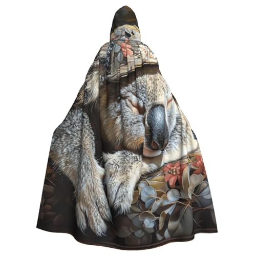 FBGHHTY Schlafender Koala-Kappen-Aufdruck, Halloween-Kapuzenumhang, volle Länge, Erwachsene, Unisex, Karneval, Umhang mit für Cosplay von FBGHHTY
