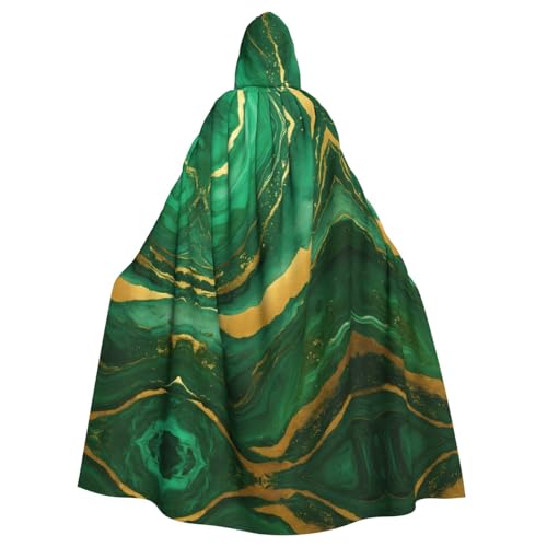 FBGHHTY Schwarzer und goldener geometrischer Druck, Halloween-Kapuzenumhang, volle Länge, Erwachsene, Unisex, Karneval, Umhang mit für Cosplay von FBGHHTY