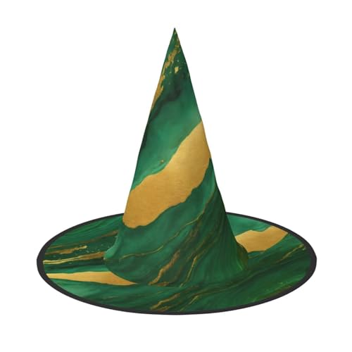 FBGHHTY Schwarzer und goldener geometrischer Druck, Unisex, Halloween, Hexenhut, faltbar, für Karneval, Maskeraden und Cosplay-Events von FBGHHTY