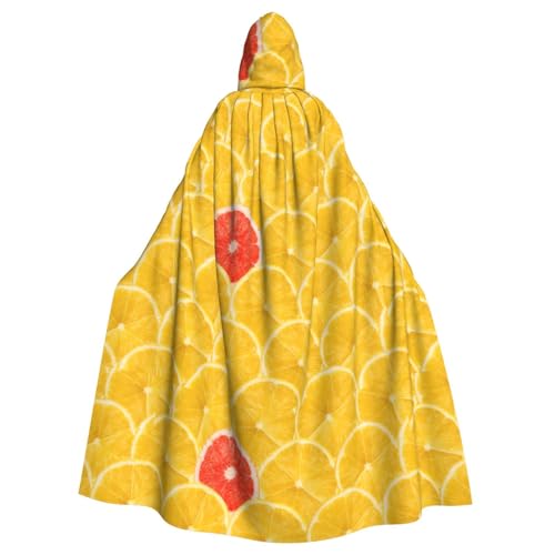 FBGHHTY Sommer-Umhang mit Kapuze und Zitronenmuster, volle Länge, Erwachsene, Unisex, Karneval, Umhang mit für Cosplay von FBGHHTY