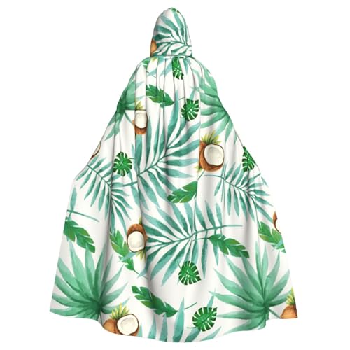 FBGHHTY Sommerumhang mit Kokosnussbaum-Druck, Halloween, mit Kapuze, volle Länge, Erwachsene, Unisex, Karneval, Umhang mit für Cosplay von FBGHHTY