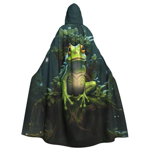 Halloween-Kapuzenumhang mit Friedensfrosch-Baum-Druck, volle Länge, Erwachsene, Unisex, Karneval, Umhang mit für Cosplay von FBGHHTY