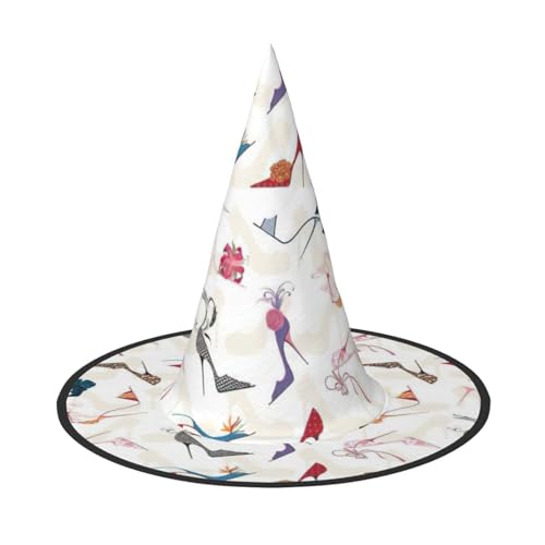 High Heel Schuhe Druck Unisex Halloween Hexenhut faltbar für Karneval Maskeraden und Cosplay Events von FBGHHTY