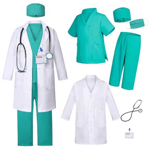 FBHLZ Kinder Doctor Cosplsy Kostüm, Rollenspiel-Kostüm für Kinder mit einer Vielzahl von Accessoires, geeignet für Jungen und Mädchen im Alter von 4–12 Jahren FBHLZ Kinder Doctor Cosplsy Kostüm, Rollenspiel-Kostüm für Kinder mit einer Vielzahl von Accessoires, geeignet für Jungen und Mädchen im Alter von 4–12 Jahren von FBHLZ