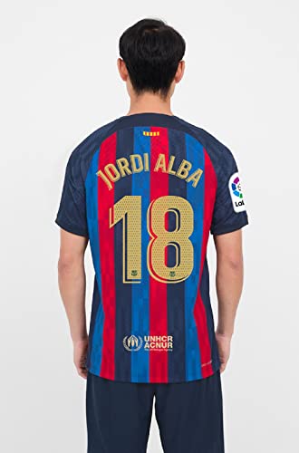 Barcellona Offizielles Nameset-Set, Name und Nummer Jordi Alba 18, Stufe 2022/2023, Erwachsene, Sesam/Blau von FC Barcellona