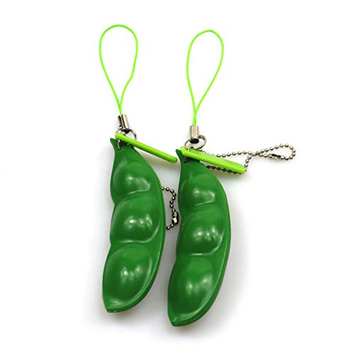 FC MXBB Fidget Toys Squeeze-a-Bean Sojabohnen-Schlüsselanhänger, Stressabbau, Schlüsselanhänger, Handykette, 2 Stück FC MXBB Fidget Toys Squeeze-a-Bean Sojabohnen-Schlüsselanhänger, Stressabbau, Schlüsselanhänger, Handykette, 2 Stück von FC MXBB
