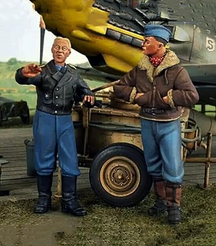 1/35 WWII Air Force Pilot Soldier Resin Model Kit Unbemaltes und unmontiertes Soldier Resin Model Kit (2 Figuren, kein Flugzeug) // X1J4D5 von FCBEL