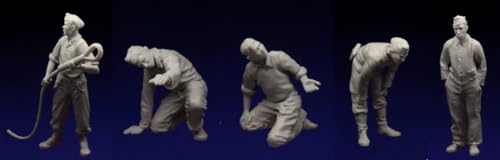 1/35 WWII German Tank Soldier Resin Model Kit Unpainted Unassembled Resin Model Parts (5 Men, No Tank) // 7R2w-2 von FCBEL