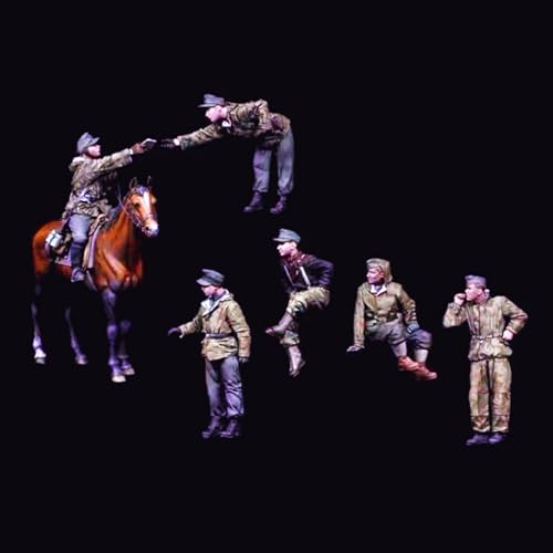 1/35 WWII German Tank Soldier Resin Model Kit Unpainted Unassembled Resin Model Parts (6 Men, No Tanks, with Horses) // 7R2w-5 von FCBEL