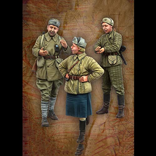 FCBEL 1/35 WWII Sowjetische Soldaten Rest Resin Soldaten Produktionskit (3 Personen) unmontiertes und unbemaltes Miniaturmodell aus Druckguss //T379P von FCBEL