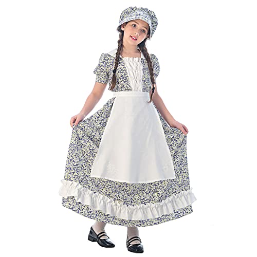 FCCAM Kolonialkostüm für Mädchen, kurzärmelig, Pionierkleider für Mädchen, Laura Ingalls Wilder Kleid mit Motorhaube, Lila, XS FCCAM Kolonialkostüm für Mädchen, kurzärmelig, Pionierkleider für Mädchen, Laura Ingalls Wilder Kleid mit Motorhaube, Lila, XS von FCCAM FCCAM
