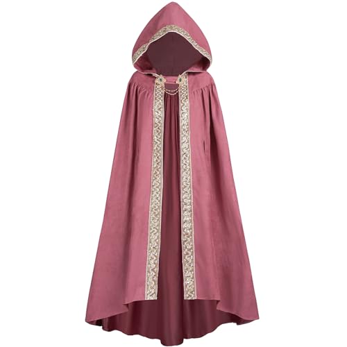 FCCAM Langer Kapuzenumhang für Damen, Wildleder-Kapuzenumhang, Mittelalter-Renaissance-Umhang, Halloween-Kostüm, rot, S/51.18“ FCCAM Langer Kapuzenumhang für Damen, Wildleder-Kapuzenumhang, Mittelalter-Renaissance-Umhang, Halloween-Kostüm, rot, S/51.18“ von FCCAM FCCAM