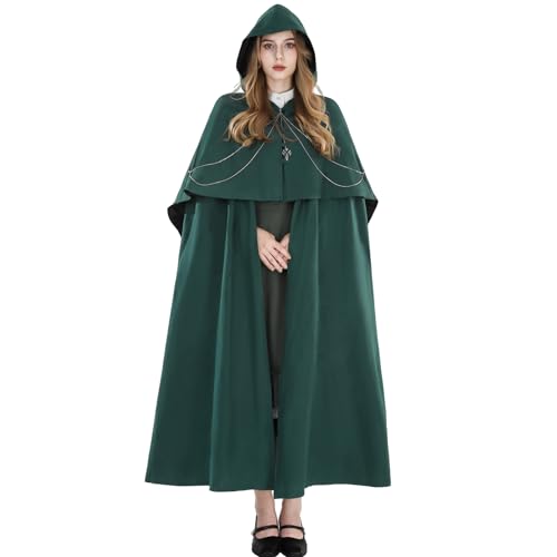 FCCAM Langer Kapuzenumhang für Damen Wildleder Kapuzenumhang Mittelalter Renaissance Umhang Halloween Kostüm, Grün , S/51.18“ FCCAM Langer Kapuzenumhang für Damen Wildleder Kapuzenumhang Mittelalter Renaissance Umhang Halloween Kostüm, Grün , S/51.18“ von FCCAM FCCAM