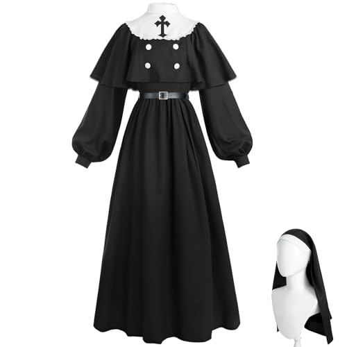 FCCAM Nonnenkostüm für Damen, Nonne, Cosplay, Valak-Outfit, gruseliges Halloween-Kostüm, Schwarze Nonne, XX-Large von FCCAM FCCAM