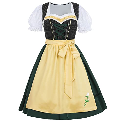 FCCAM Oktoberfest Kostüm Damen Dirndl Kleid für Deutsches Oktoberfest Karneval Party Halloween, gelb, S von FCCAM FCCAM