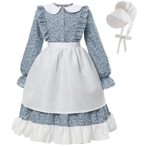 FCCAM Prärie-Kleider für Mädchen, Pionier-Kostüm, 19. Jahrhundert, lange Ärmel, Kolonialkleid, Blau, XXL FCCAM Prärie-Kleider für Mädchen, Pionier-Kostüm, 19. Jahrhundert, lange Ärmel, Kolonialkleid, Blau, XXL von FCCAM FCCAM