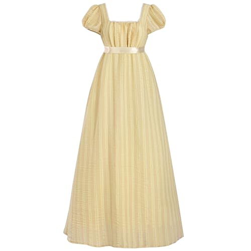 FCCAM Regency-Kleid für Damen, Empire-Taille, viktorianisches Ballkleid, 1800er-Jahre, Regency-Era-Kleid, Regency-Kleid, Hellbronze, XXX-Large von FCCAM FCCAM
