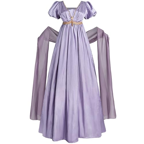 FCCAM Regency-Kleid für Damen, Empire-Taille, viktorianisches Kleid, Ballkleid mit Schal, Violett, XXL von FCCAM FCCAM