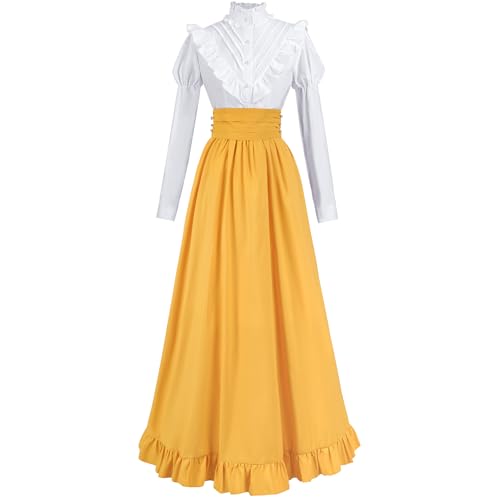 FCCAM Viktorianisches Kleid für Damen, 2-teilig, 1800er-Jahre, edwardianisches Kleid, Ballkleid, Renaissance-Kostüm, gelb, M FCCAM Viktorianisches Kleid für Damen, 2-teilig, 1800er-Jahre, edwardianisches Kleid, Ballkleid, Renaissance-Kostüm, gelb, M von FCCAM FCCAM
