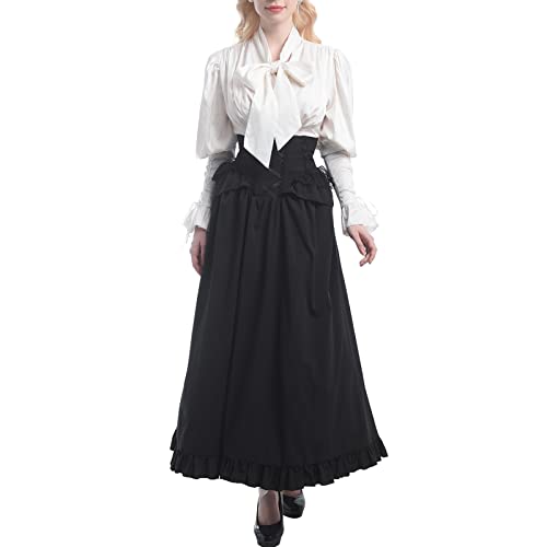 FCCAM Viktorianisches Kleid für Damen, Renaissance-Kostüm, zweiteiliges Ballkleid, Kostüme, mittelalterliches Hochzeitskleid, Schwarzes Kleid, Klein von FCCAM FCCAM