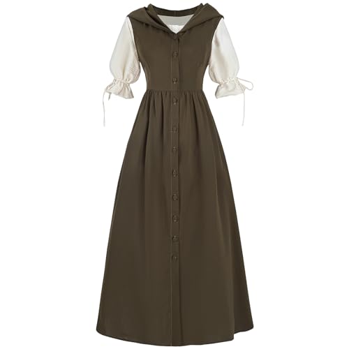 FCCAM grünes Renaissance-Kleid für Damen, kurze Ärmel, Renaissance-Kostüm, Korsett-Kleid mit Kapuze, Grün , XL FCCAM grünes Renaissance-Kleid für Damen, kurze Ärmel, Renaissance-Kostüm, Korsett-Kleid mit Kapuze, Grün , XL von FCCAM FCCAM