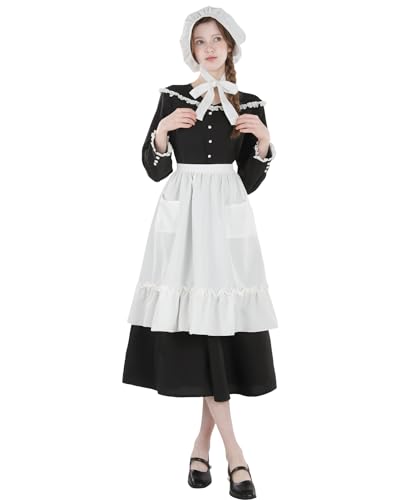 FCCAM Dienstmädchen Kostüm Zimmermädchen Kostüm Frau Holle Kostüm Bäuerin Kostüm Putzfrau Kostüm Damen Maid Kostüm French Maid Dress,M von FCCAM