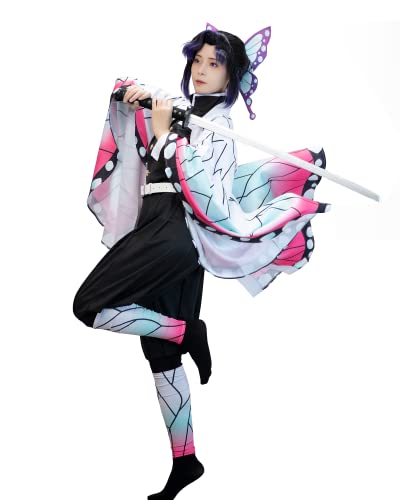 FCCAM Kochou Shinobu Cosplay Kostüm Shinobu Kimono mit Jacke Shinobu Kocho Kompletter Satz Halloween Erwachsene XS von FCCAM