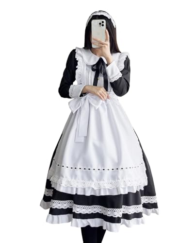FCCAM Maid Dress Maid Outfit 4 Piece Sets Maid Cosplay hausmädchen kostüm zimmermädchen kostüm French Maid Dress,Langarm, XL FCCAM Maid Dress Maid Outfit 4 Piece Sets Maid Cosplay hausmädchen kostüm zimmermädchen kostüm French Maid Dress,Langarm, XL von FCCAM