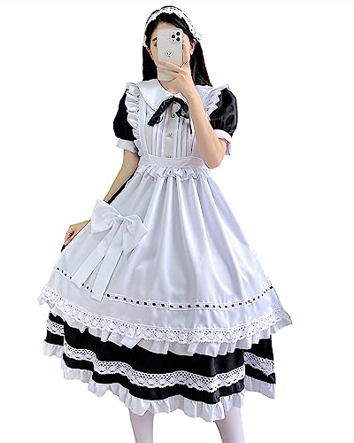 FCCAM Maid Dress Maid Outfit 4 Piece Sets Maid Cosplay hausmädchen kostüm zimmermädchen kostüm French Maid Dress 4XL von FCCAM