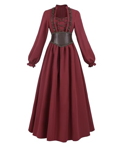 FCCAM Mittelalter Kleid Damen Kleider 19 Jahrhundert Königin Kostüm Damen Korsettkleid Lang Rot,S FCCAM Mittelalter Kleid Damen Kleider 19 Jahrhundert Königin Kostüm Damen Korsettkleid Lang Rot,S von FCCAM