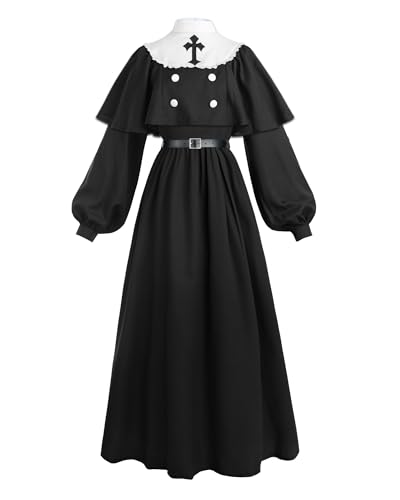 FCCAM Nonnen Kostüm Damen Nonnenkleid Lange Schwarz mit Nonnenhaube Nonne Outfit Karneval Halloween Nonnen Kostüm,L FCCAM Nonnen Kostüm Damen Nonnenkleid Lange Schwarz mit Nonnenhaube Nonne Outfit Karneval Halloween Nonnen Kostüm,L von FCCAM