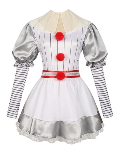 FCCAM Pennywise Kostüm Damen Horror Clown Kostüm Killer Clown Costüm für Karneval & Halloween,M von FCCAM
