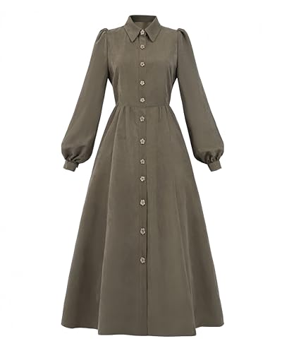 FCCAM Viktorianisches Kleid, Mittelalter Kleidung Damen Mittelalterliches Langarm Maxikleid mit Taschen, Renaissance Kleid für Damen, Mary Poppins Kostüm, XXL von FCCAM