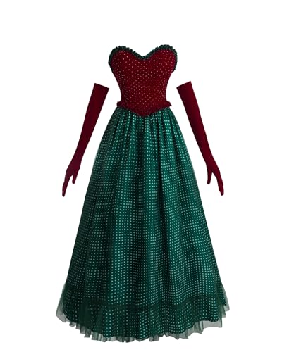 FCCAM Weihnachtskostüm Damen Festliches Cosplay Kleid Trägerloses Oberteil Grüner Rock mit Handschuhen Fasching Karneval Halloween Party Outfit, XL FCCAM Weihnachtskostüm Damen Festliches Cosplay Kleid Trägerloses Oberteil Grüner Rock mit Handschuhen Fasching Karneval Halloween Party Outfit, XL von FCCAM
