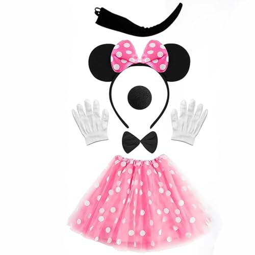 FCMTFV M-innie Maus Kostüm Set, 5 Stück Maus Mouse Kostüm Kinder,Rosa Rot Tutu+ Gepunktet+Haarreifen mit Maus Ohren und Schleife für Karneval Cosplay Party FCMTFV M-innie Maus Kostüm Set, 5 Stück Maus Mouse Kostüm Kinder,Rosa Rot Tutu+ Gepunktet+Haarreifen mit Maus Ohren und Schleife für Karneval Cosplay Party von FCMTFV