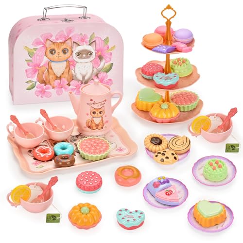 Teeservice Kinder, 46 Teile Kindergeschirr Set für Kinderküche, Spielküche Zubehör für Kinder Küche Tee Party, Rollenspiele für Spielzeug Mädchen 3 4 5 6 7 8 Jahre Geschenkideen Teeservice Kinder, 46 Teile Kindergeschirr Set für Kinderküche, Spielküche Zubehör für Kinder Küche Tee Party, Rollenspiele für Spielzeug Mädchen 3 4 5 6 7 8 Jahre Geschenkideen von FCQLFYF