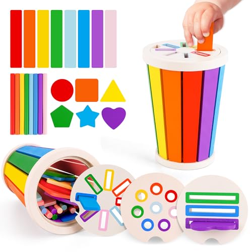 FCSONU Kinder Montessori Spielzeug ab 1 2 3 Jahre Jungen Mädchen, Farbe Form Sortierspiel, Kinderspielzeug ab 1-3 Jahre, Holzspielzeug Steckspiel ab 2, Weihnachten Geschenk für Baby Geburtstag FCSONU Kinder Montessori Spielzeug ab 1 2 3 Jahre Jungen Mädchen, Farbe Form Sortierspiel, Kinderspielzeug ab 1-3 Jahre, Holzspielzeug Steckspiel ab 2, Weihnachten Geschenk für Baby Geburtstag von FCSONU