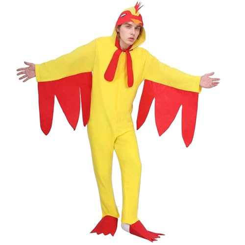 FCYQSD Hühnerkostüm Erwachsene Huhn Verkleidung Overall Kostüm Erwachsene für Ostern Tierparty Karneval Halloween, Unisex (M) von FCYQSD