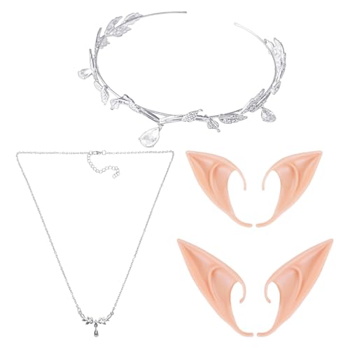 FDGGT 1 Stirnband, 2 Paar Elfenohren, 1 Halskette, Elfen-Anziehset, Party-Cosplay-Dekoration FDGGT 1 Stirnband, 2 Paar Elfenohren, 1 Halskette, Elfen-Anziehset, Party-Cosplay-Dekoration von FDGGT