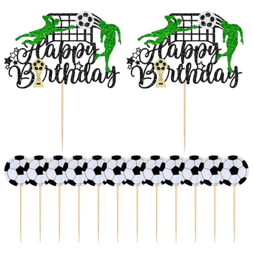 FDGGT 2 Stück Geburtstags-Fußballkarten, 12 Stück Kleine Fußballkarten, Fußball-Kuchenaufsatz, Kindergeburtstagsparty-Kuchendekoration FDGGT 2 Stück Geburtstags-Fußballkarten, 12 Stück Kleine Fußballkarten, Fußball-Kuchenaufsatz, Kindergeburtstagsparty-Kuchendekoration von FDGGT