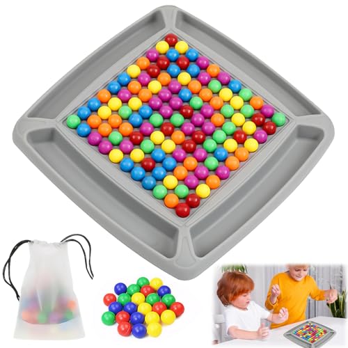 125 Stück Intellektuelles Schachbrett,Schachbrett Doppelduell,Regenbogenball-Schachbrett,Tabletop-Familien-Gaming-Party für Erwachsene und Kinder,Wird mit Einer Aufbewahrungstasche Geliefert von FDJZXW