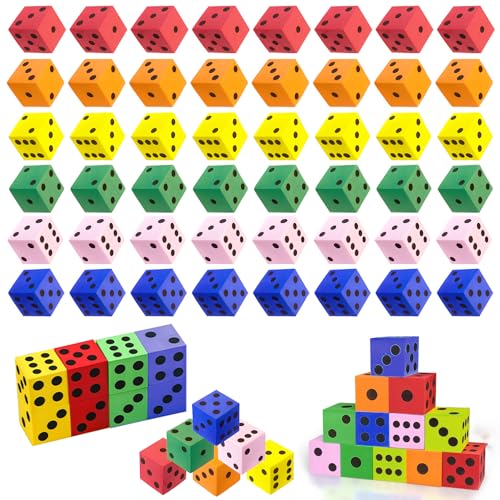 42 Stück Schaumstoffwürfel für Kinder,Flüsterwürfel, Foam Dice,Würfel Schaumstoff,2 cm Farbpunktewürfel Bunt Farben Steckwürfel für Kinder,Farbige Würfel für Partyspiele im Klassenzimmer von FDJZXW