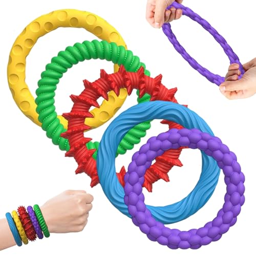 5 Stück Anti Stress Armband,Kauarmband Für Kinder,Kauarmband Kinder Silikonarmband Wristband Fidget Toys,Sensorischer Armbandänder,Jungen und Mädchen zum Abbau von Stress und Angst 5 Stück Anti Stress Armband,Kauarmband Für Kinder,Kauarmband Kinder Silikonarmband Wristband Fidget Toys,Sensorischer Armbandänder,Jungen und Mädchen zum Abbau von Stress und Angst von FDJZXW