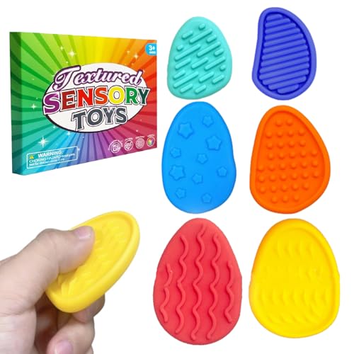 6 Stück Fidget Toys Sensory Stones, Stressabbau Adhs Spielzeug Sensory Stones, Emotional Beruhigendes Spielzeug für Kinder und Erwachsene zur Linderung von Stress, Angstzuständen und Autismus von FDJZXW