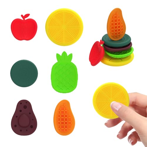 6Packung Sensory Stone Calming Toys Fidget Toys Adhs Texturierte Sorge Stein Sensorische Spielzeug Verschleißfest Leuchtende Farben und Früchte in Verschiedenen Formen Stress Abbauen Kinder Erwachsene von FDJZXW