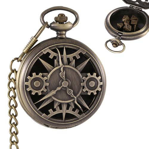 DND Würfel Set, Mini Polyedrische D&D Würfel, Polyedrisches D&D-Würfelset Aus Metall, Mit Hohlem Steampunk Taschenuhr Gehäuse Aus Bronze, 7-Teiliges D&D Würfelset, Rollenspiel-Brettspielzubehör Würfel DND Würfel Set, Mini Polyedrische D&D Würfel, Polyedrisches D&D-Würfelset Aus Metall, Mit Hohlem Steampunk Taschenuhr Gehäuse Aus Bronze, 7-Teiliges D&D Würfelset, Rollenspiel-Brettspielzubehör Würfel von FDJZXW
